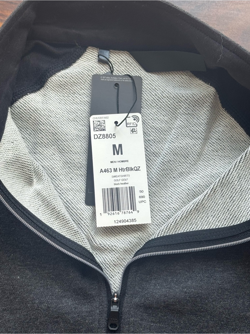 Adidas Men's 1/4 Zip Front Sweatshirt - gray/Black Heather